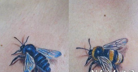 皮肤上的小蜜蜂纹身