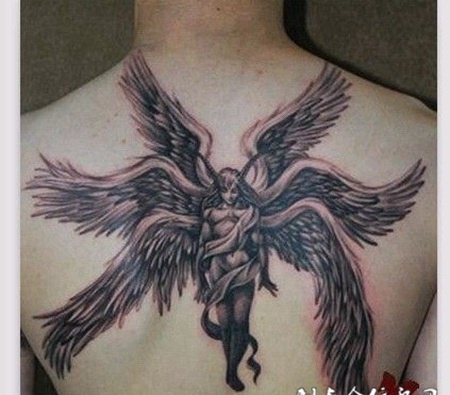 满背六翼天使纹身