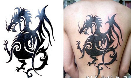 后背上的翼龙图腾纹身