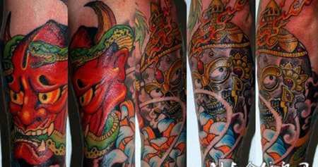 小腿嘎巴拉般若纹身图案