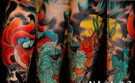 小臂九尾狐纹身图案