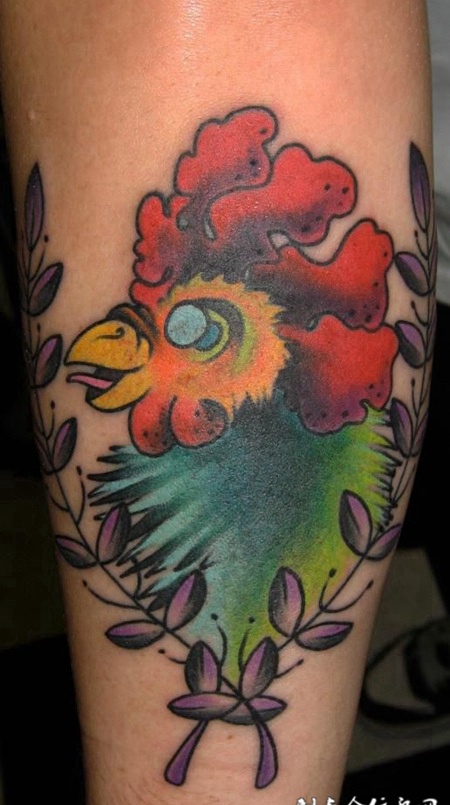 小臂鸡头纹身图案