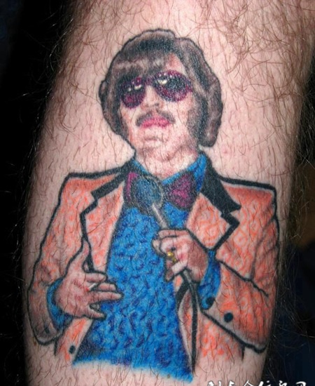 小腿人物肖像纹身图案