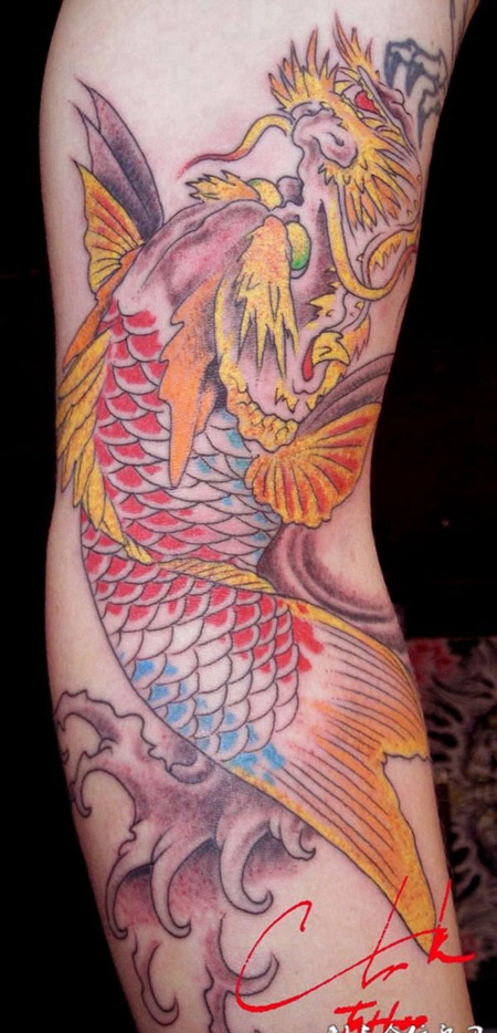 胳膊上的鳌鱼纹身图案