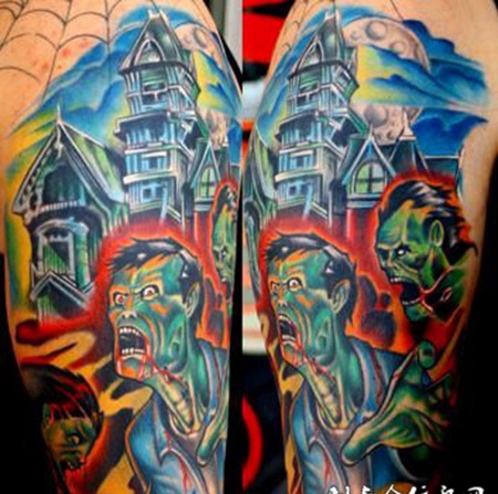 大臂城堡恶魔纹身图案