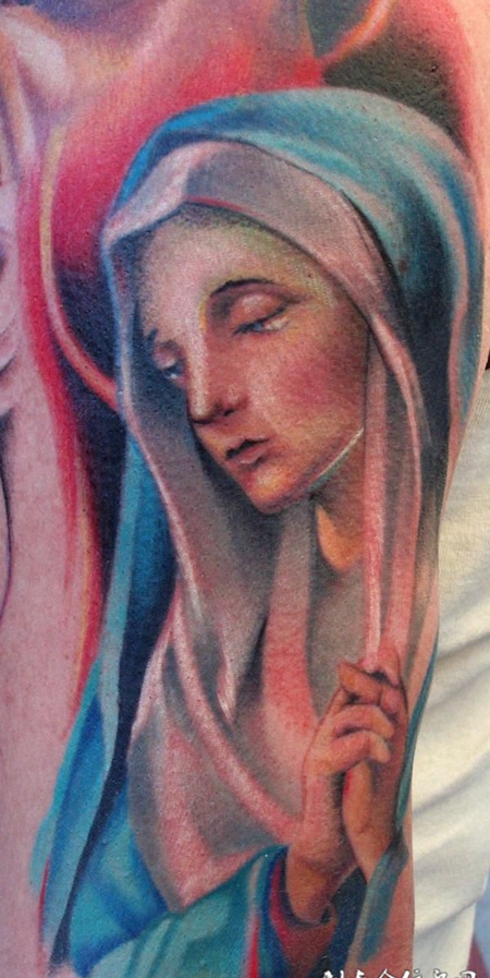 大臂修女肖像纹身图案