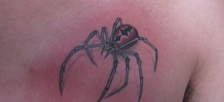 胸部个性蜘蛛纹身图案