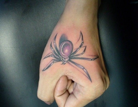 虎口上的蜘蛛纹身图案