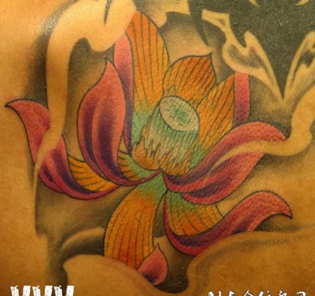 雨后莲花纹身图案