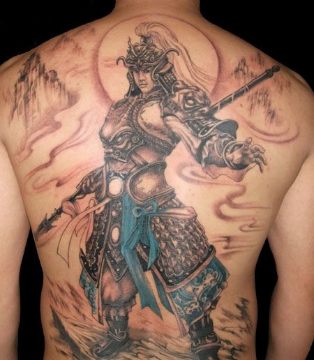 满背赵云纹身图案