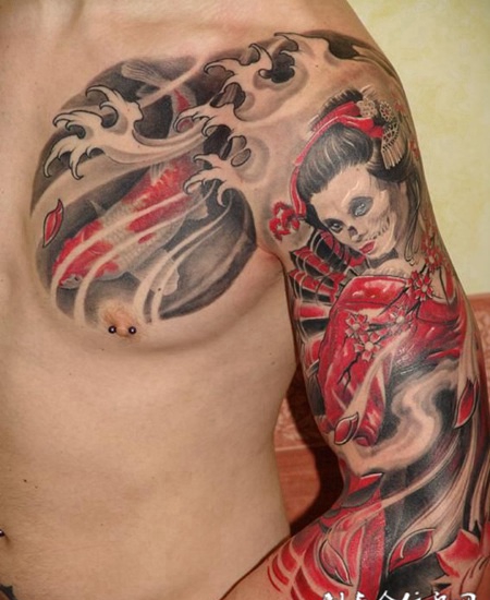 半胛艺妓纹身图案