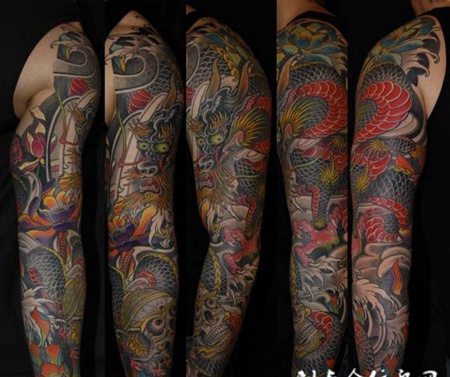 花臂嘎巴拉龙纹身图案