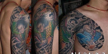 半胛日本武士纹身图案