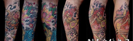 包小腿鲤鱼鳌鱼般若纹身图案