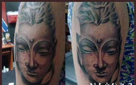大臂上的佛像纹身图案