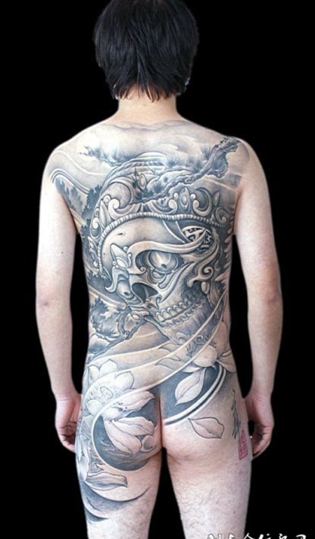 满背嘎巴拉莲花纹身图案