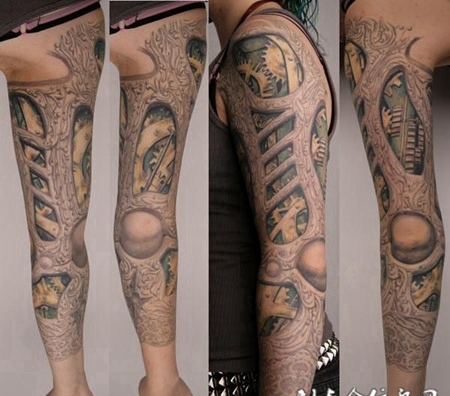 包臂机械纹身图案