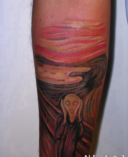 小臂上的抽象画纹身图案