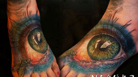 脚背上的眼睛纹身图案