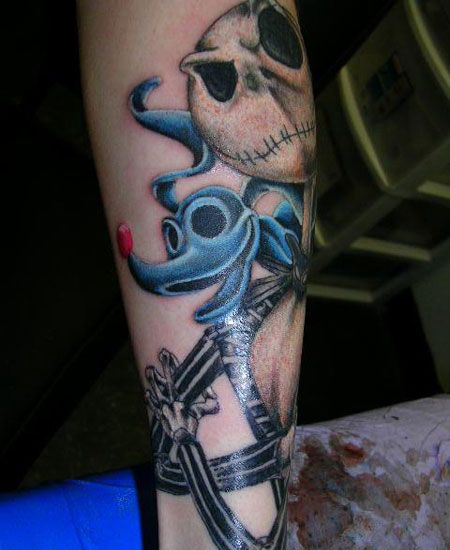 小腿个性骷髅头老鼠纹身图案