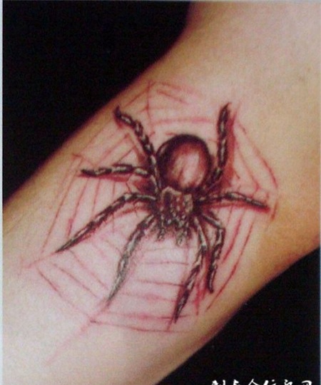 小臂上的蜘蛛纹身图案