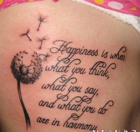 大臂上的蒲公英英文纹身图案