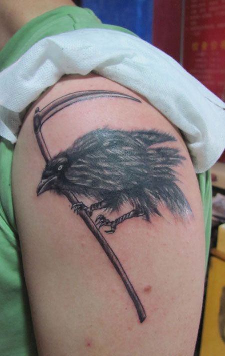 大臂山雀鸟纹身图案