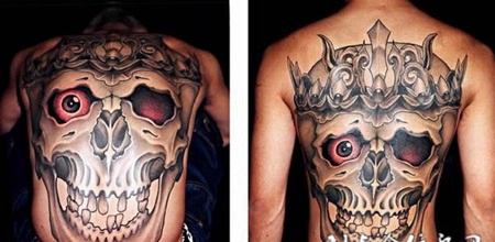 满背上的嘎巴拉纹身图案