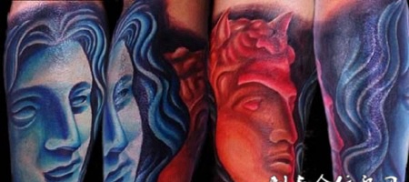 包小臂雕塑亚当纹身图案