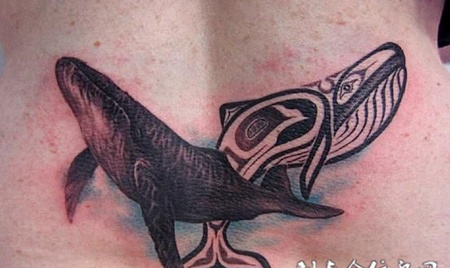 后腰上的海狗纹身图案