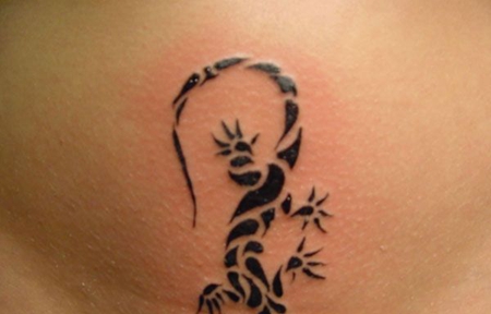 腹部蜥蜴图腾纹身图案