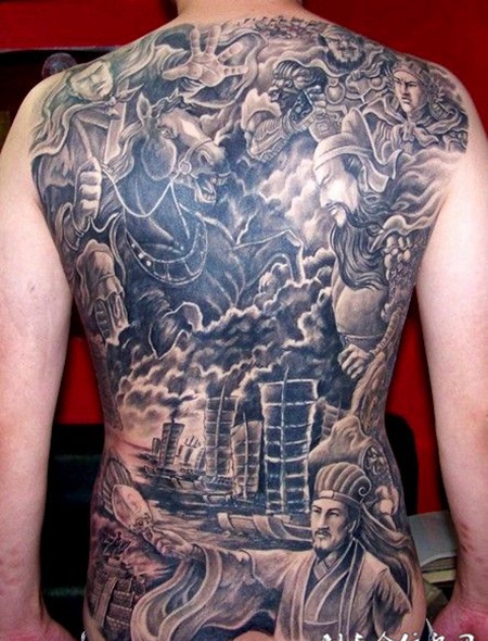 满背赵云诸葛亮纹身图案