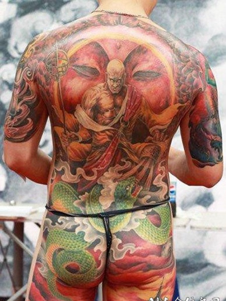 全胛降龙罗汉纹身图案