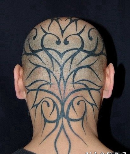 后脑上的图腾纹身图案