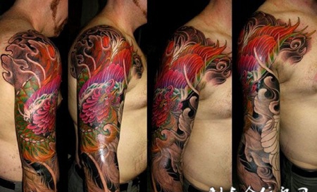 花臂凤凰纹身图案