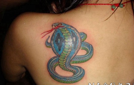 后背上的眼镜蛇纹身图案