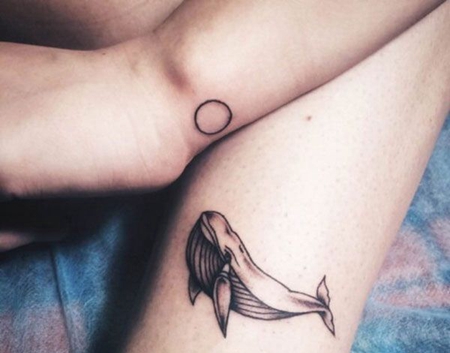 小腿好看的鲸鱼纹身图案