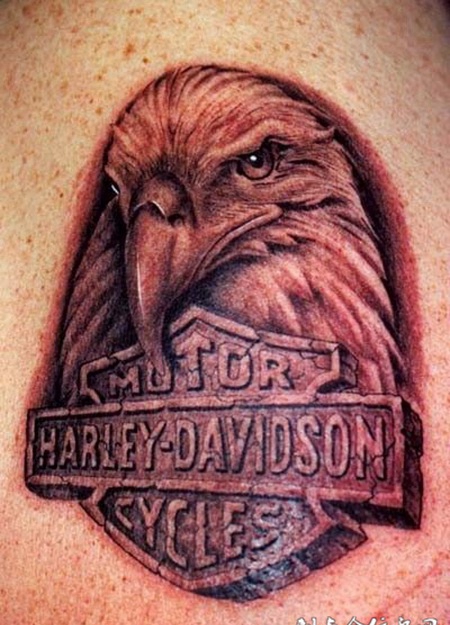 肩膀上的老鹰头纹身图案