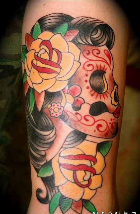 小腿上的deadgirl女孩纹身图案