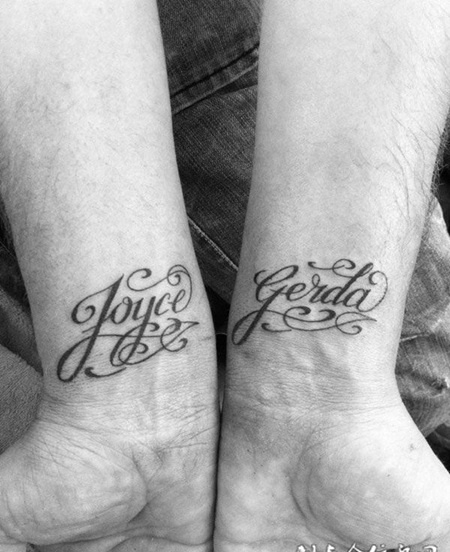 手腕花体字英文纹身图案