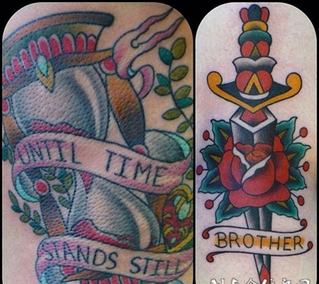 沙漏匕首纹身图案