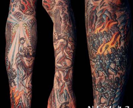 包小臂恶魔纹身图案