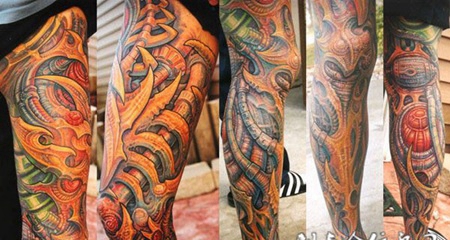 花腿骨质机械纹身图案