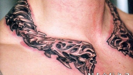 脖子上的骨骼纹身图案