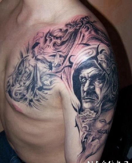 半胛恶魔耶稣纹身图案