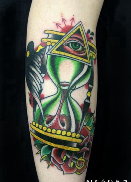 小臂上的沙漏眼睛纹身图案