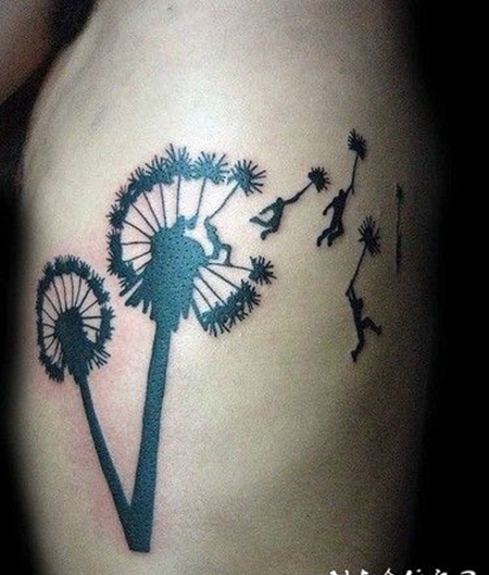 大臂人形创意蒲公英纹身图案