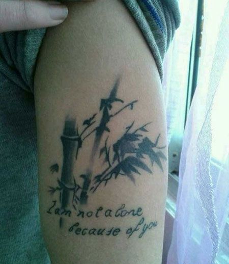 大臂竹子英文纹身图片