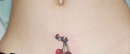 腹部樱桃纹身图片