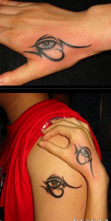 虎口上的眼睛情侣纹身图案